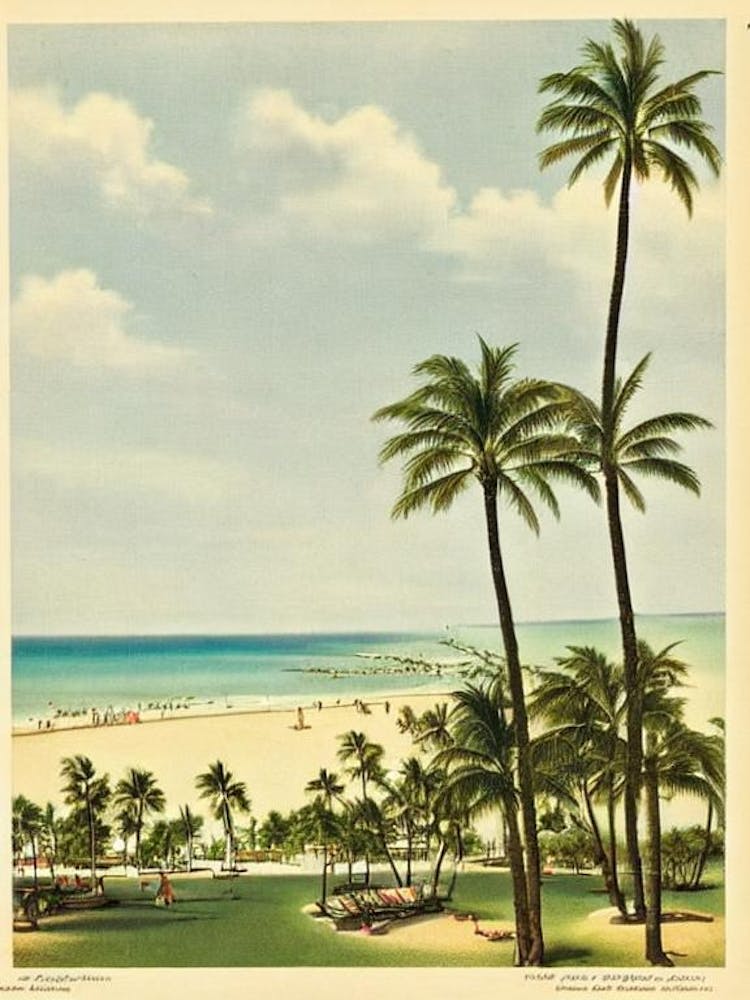 Waikiki Beach Honolulu Hawaii Vintage
