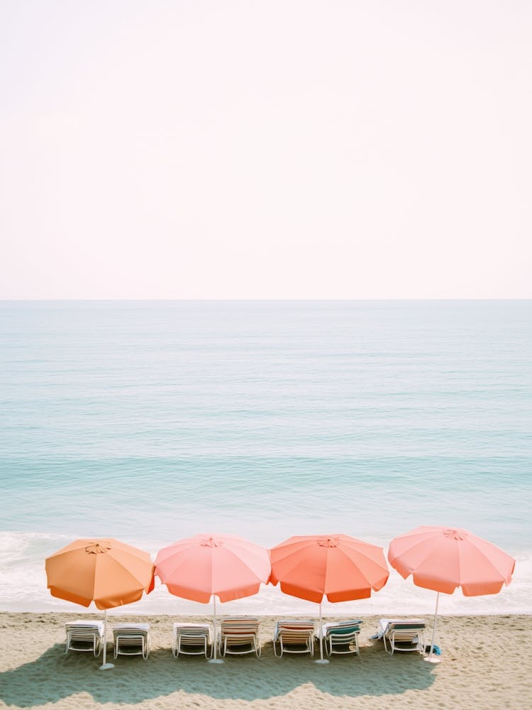Beach Umbrellas in Pastel Tones