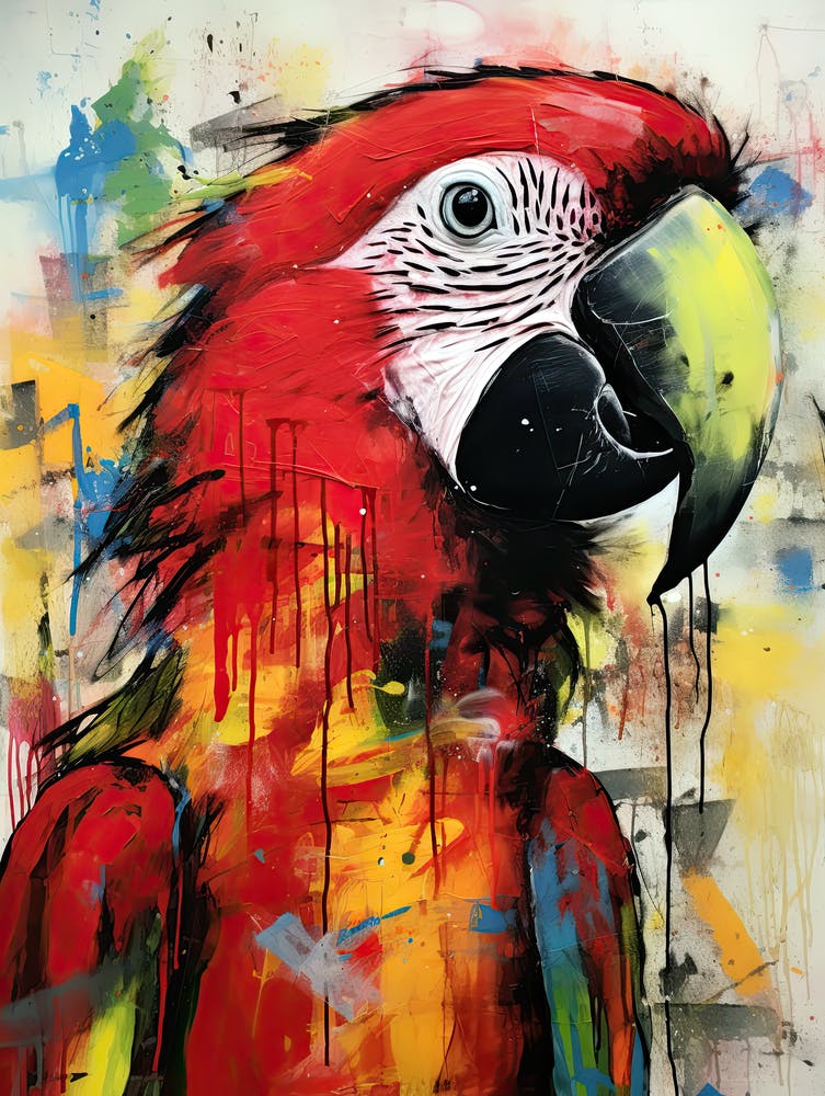 Graffiti Parrot Dreams: Basquiat's style Colorful Flight