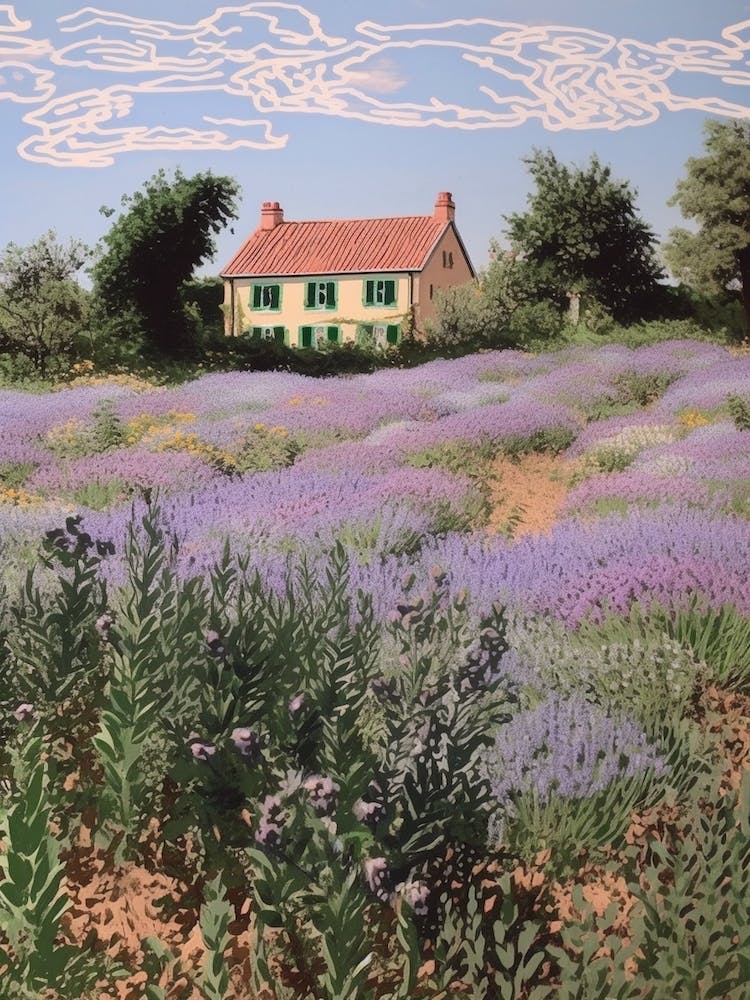 Lavender Fields Country Side Summer Landscape 4