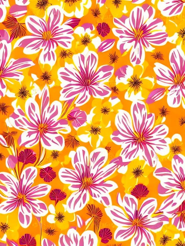 Crocus Floral Print Warm Tones 2 Flower