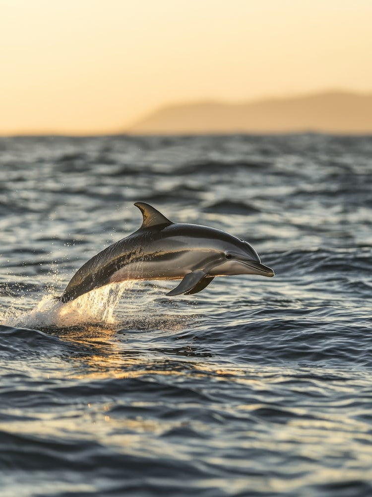 Dolphin Leaping Out Of The Water. Generated AI.