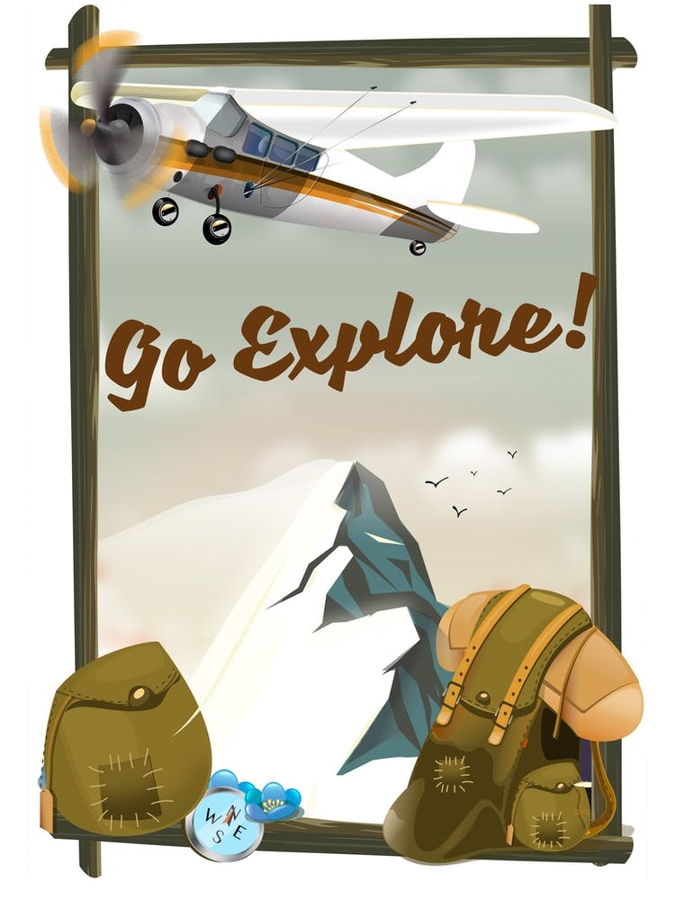 Go Explore Hiking travel poster