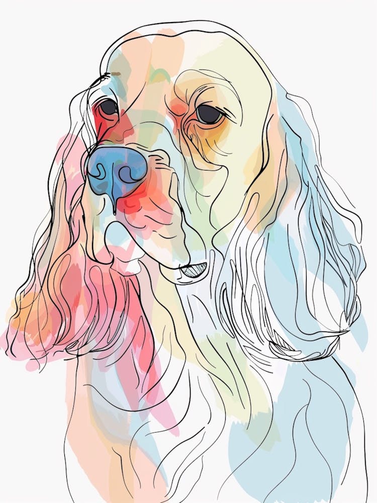 Cocker Spaniel Dog Pastel Line Illustration  3