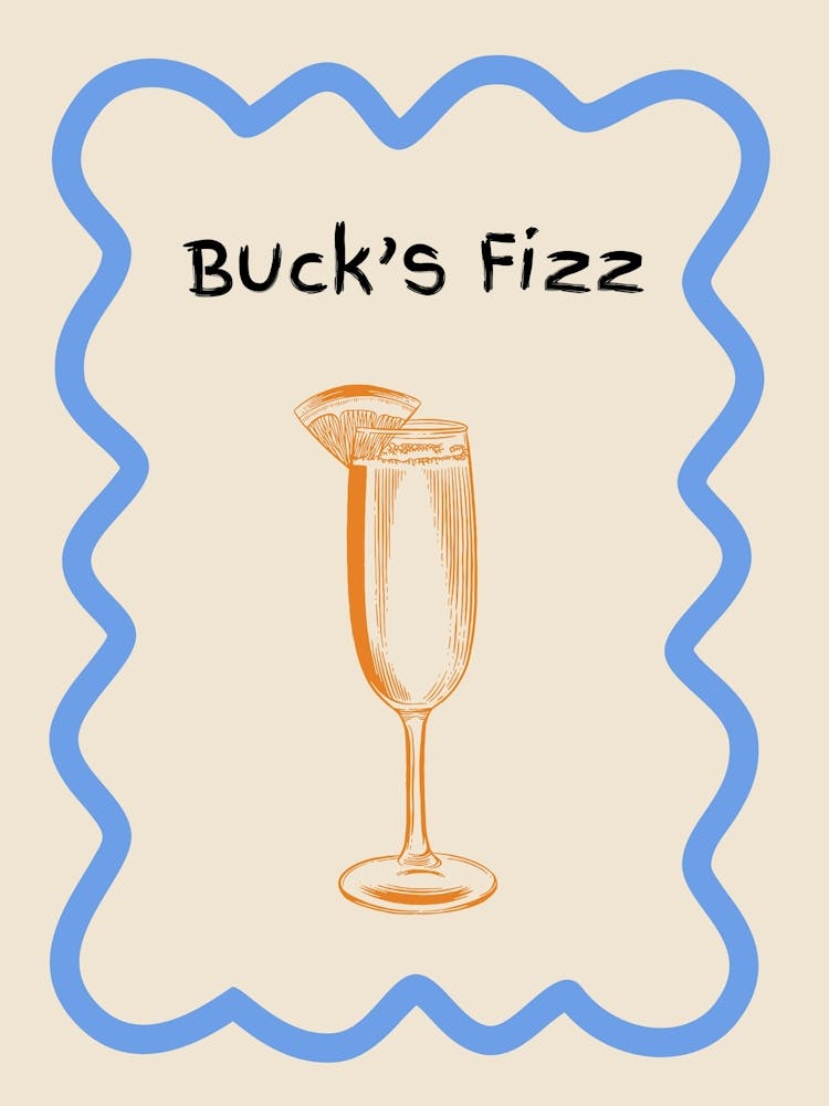 Bucks Fizz Doodle Poster Blue & Orange
