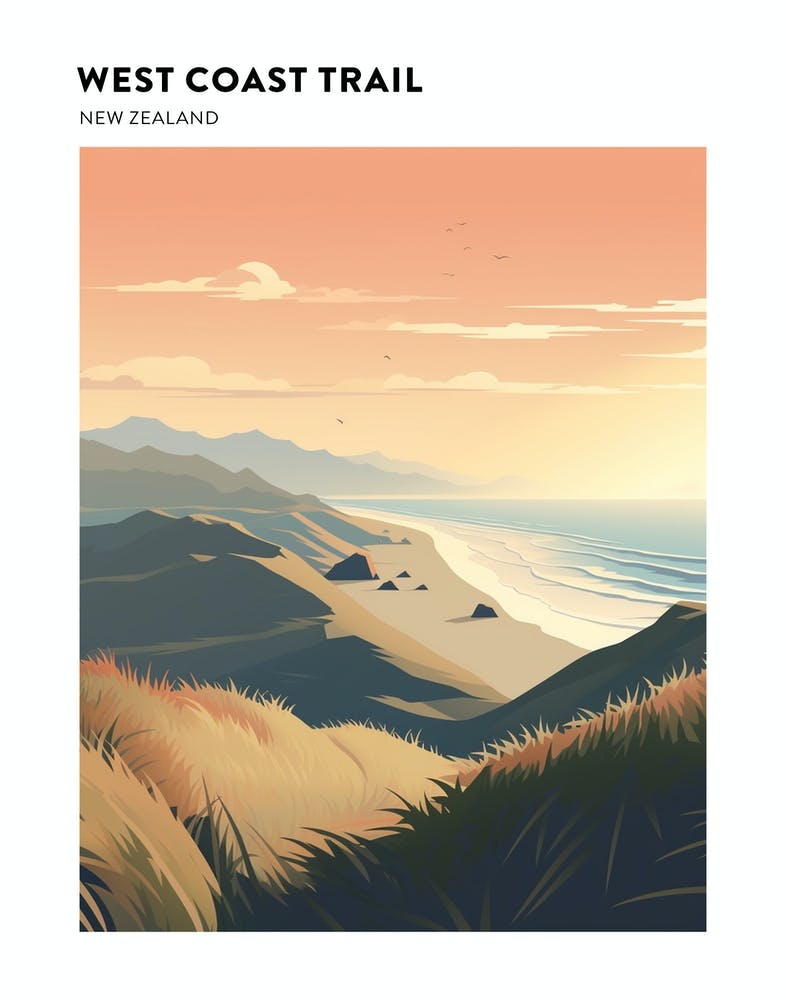 West Coast Trail New Zealand 1 Hiking Trail Landscape Poster