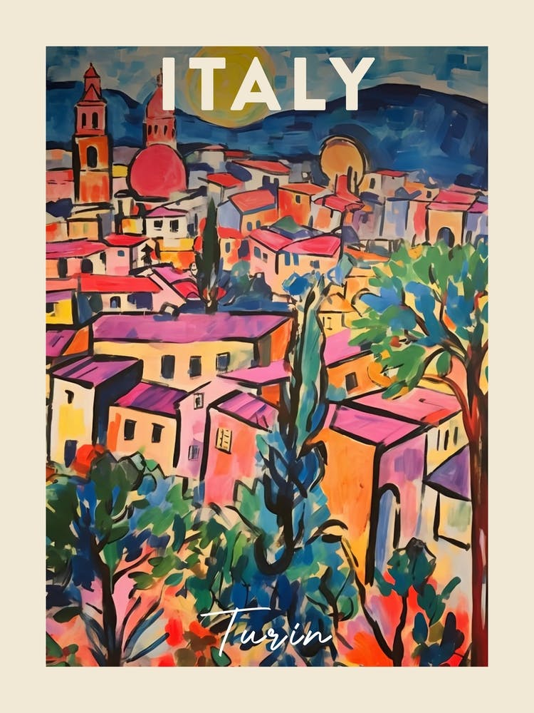 Turin Italie 4 Peinture Fauviste Affiche de Voyage