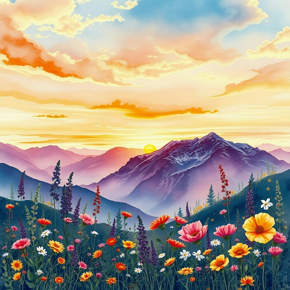 Landschaft mit Blumen