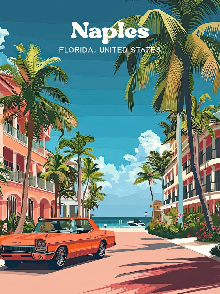 Naples Florida Summer Travel Illustration