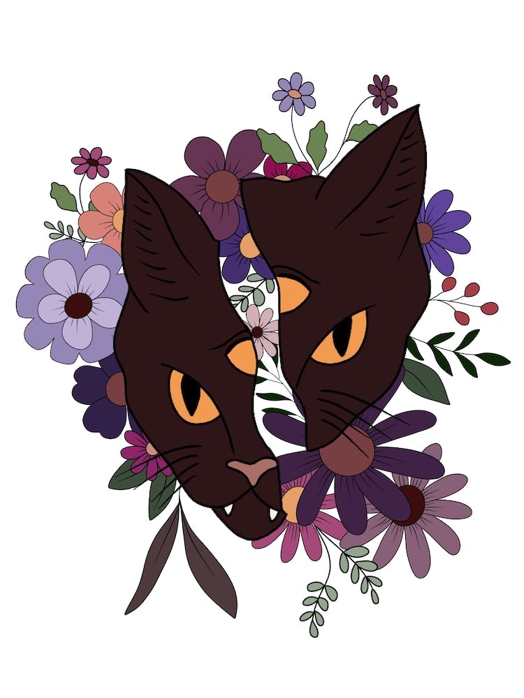floral witchy cat