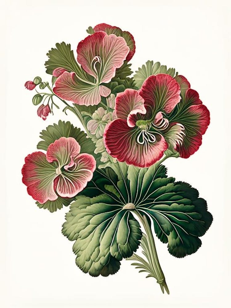 Geranium 3 Affiche Botanique Vintage Florale Fleur