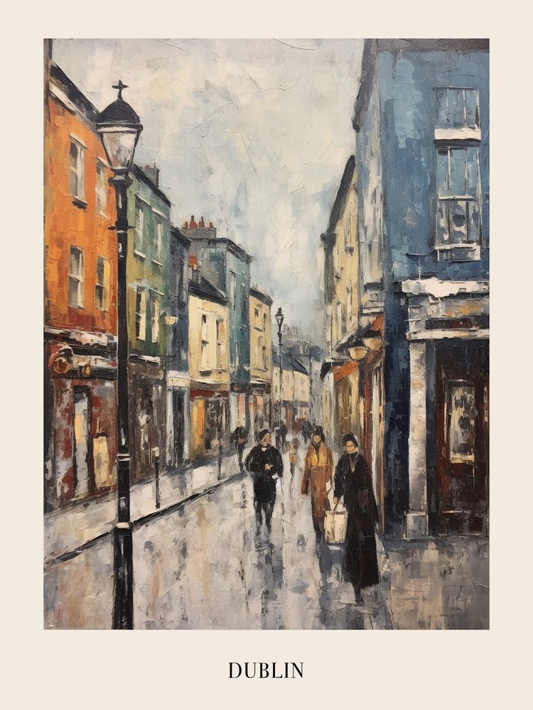 Vintage Winter Painting Poster Dublin Ireland