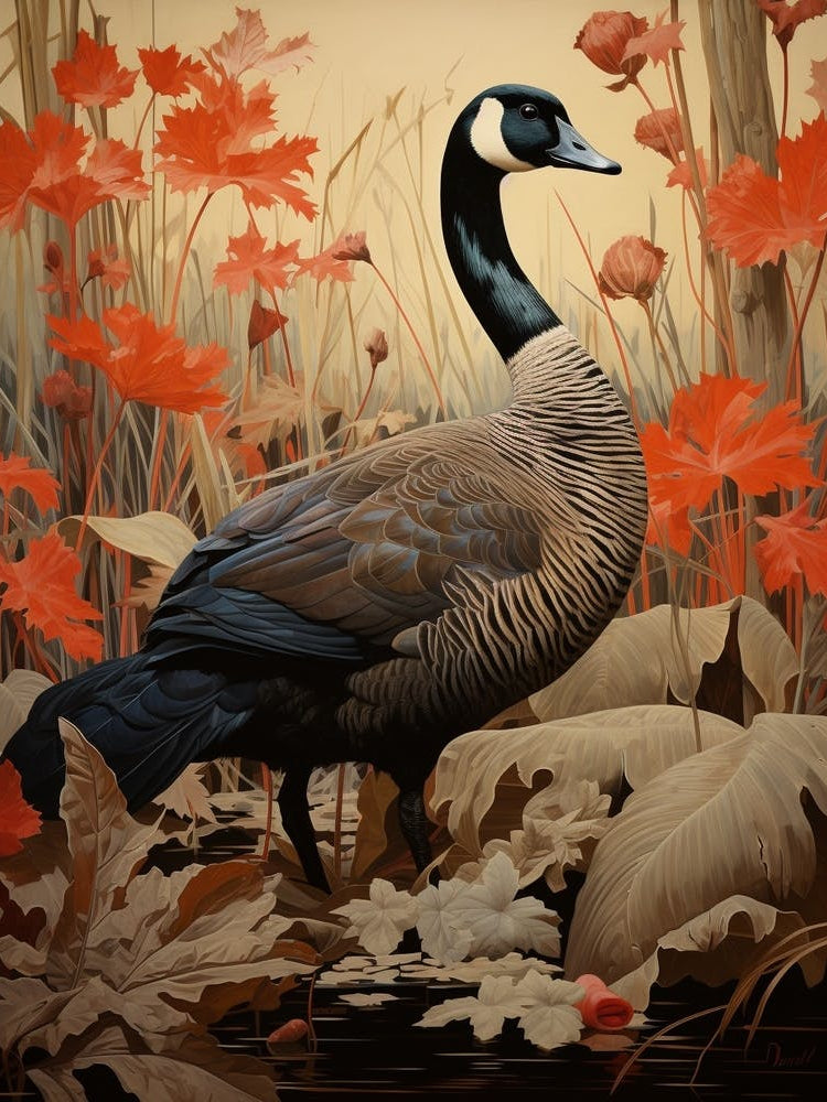 Dark And Moody Botanical Canada Goose 1