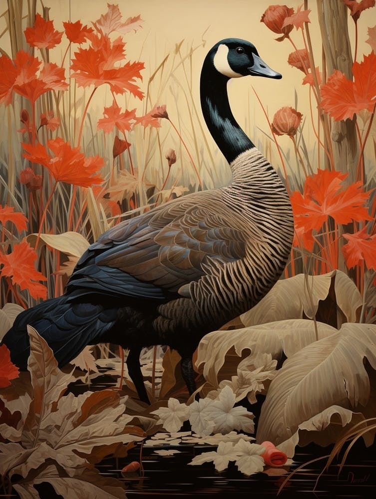 Dark And Moody Botanical Canada Goose 1