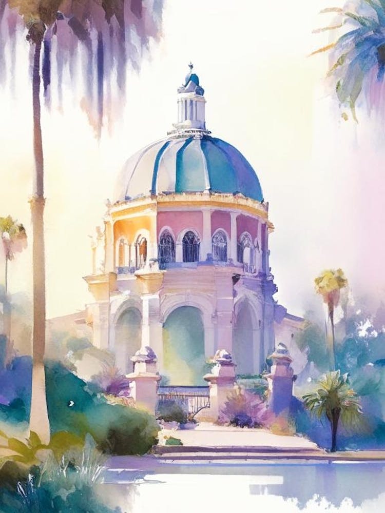 Balboa Park, Usa Pastell Aquarell