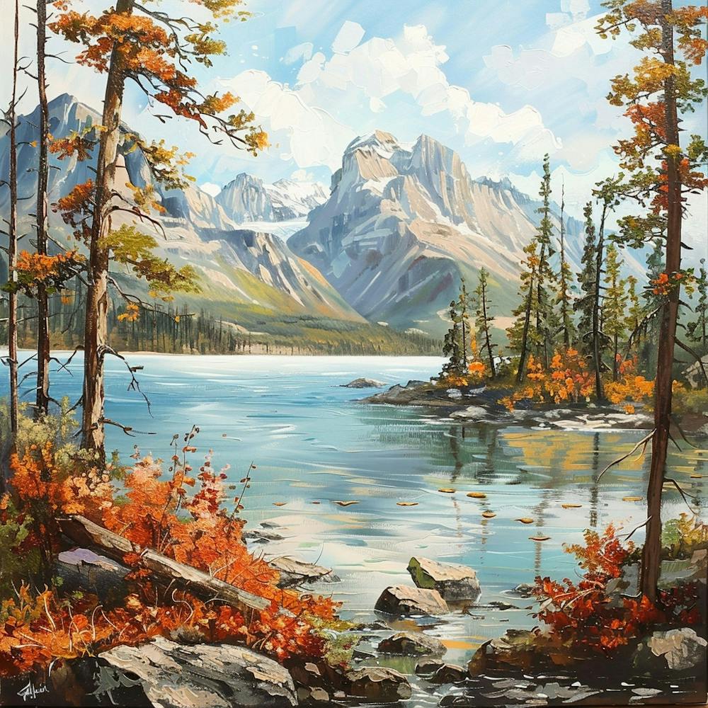 Autumn Lake Oil Painting