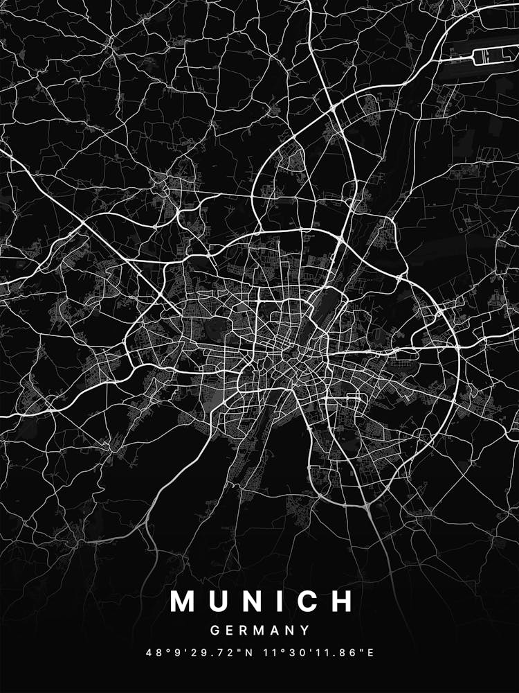 Munich Germany Black Map