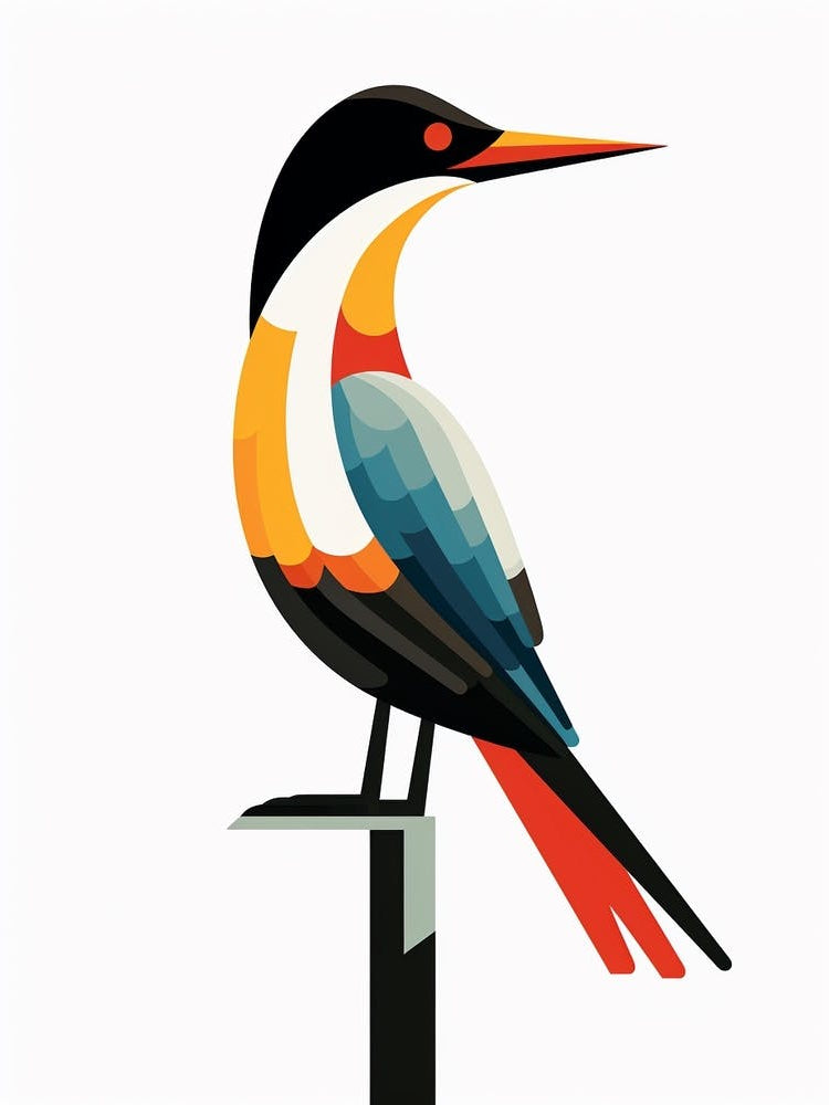 Colourful Geometric Bird Cormorant 2