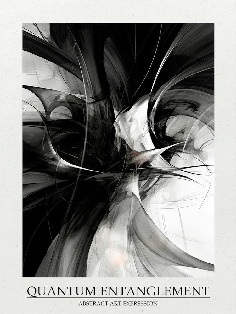 Quantum Entanglement Abstract Black And White 8 Poster