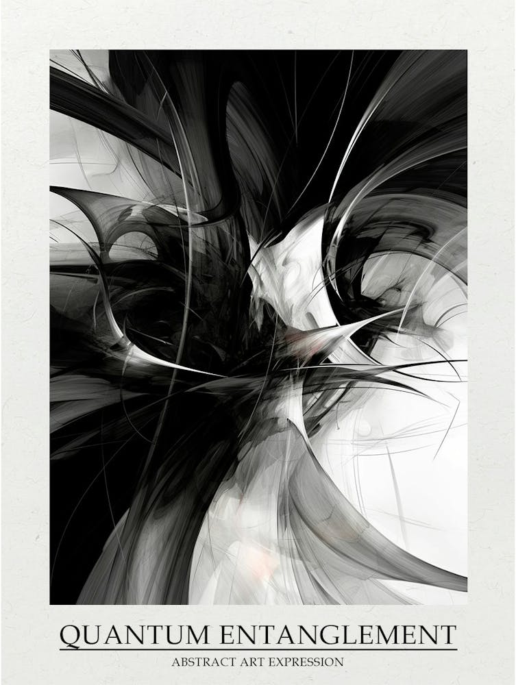 Quantum Entanglement Abstract Black And White 8 Poster