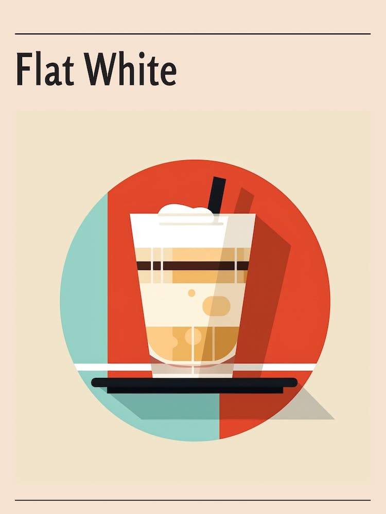 Flat White Midcentury Modern Poster