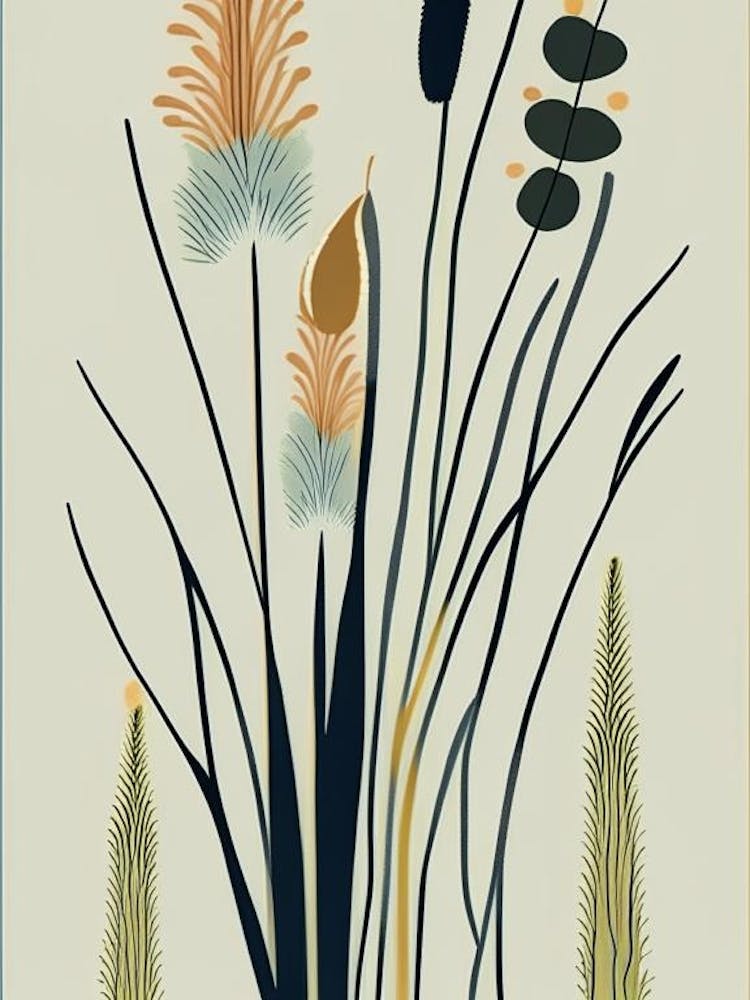 Horsetail Wildflower Modern Muted Colours 2