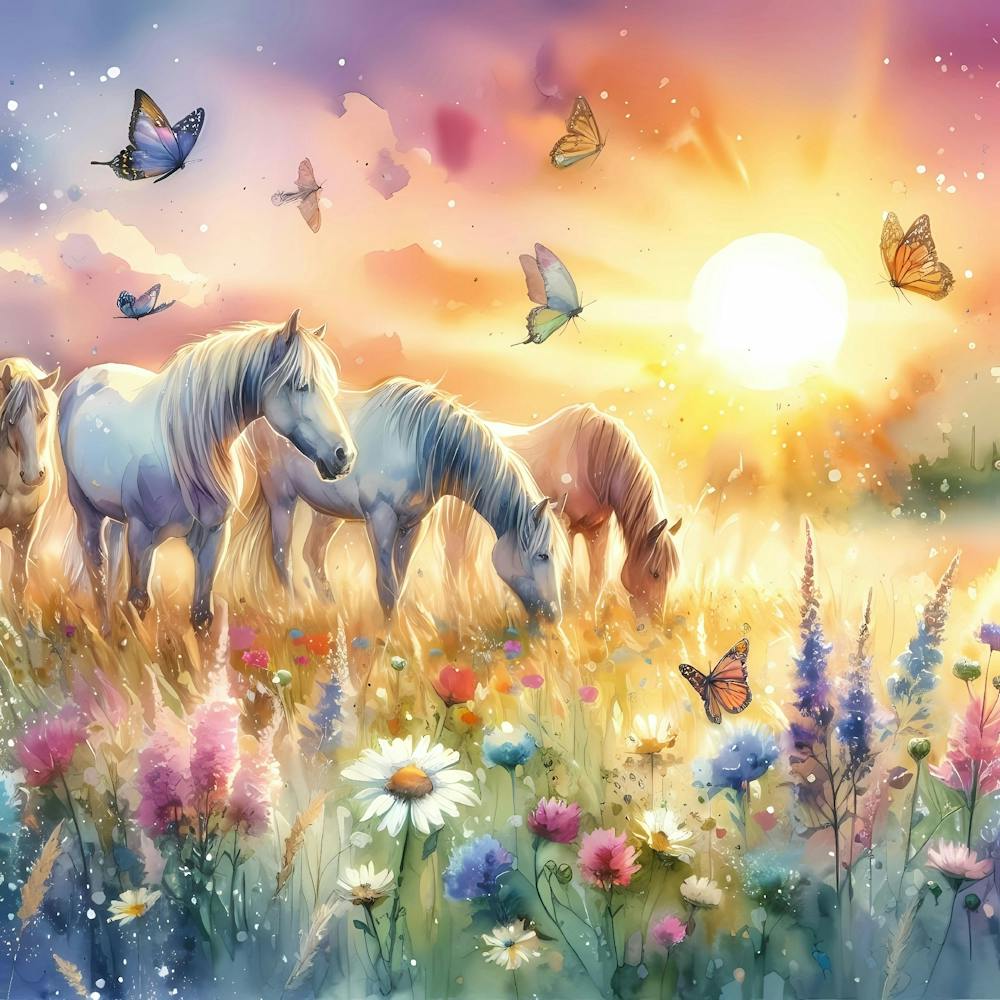 Horses In The Meadow
