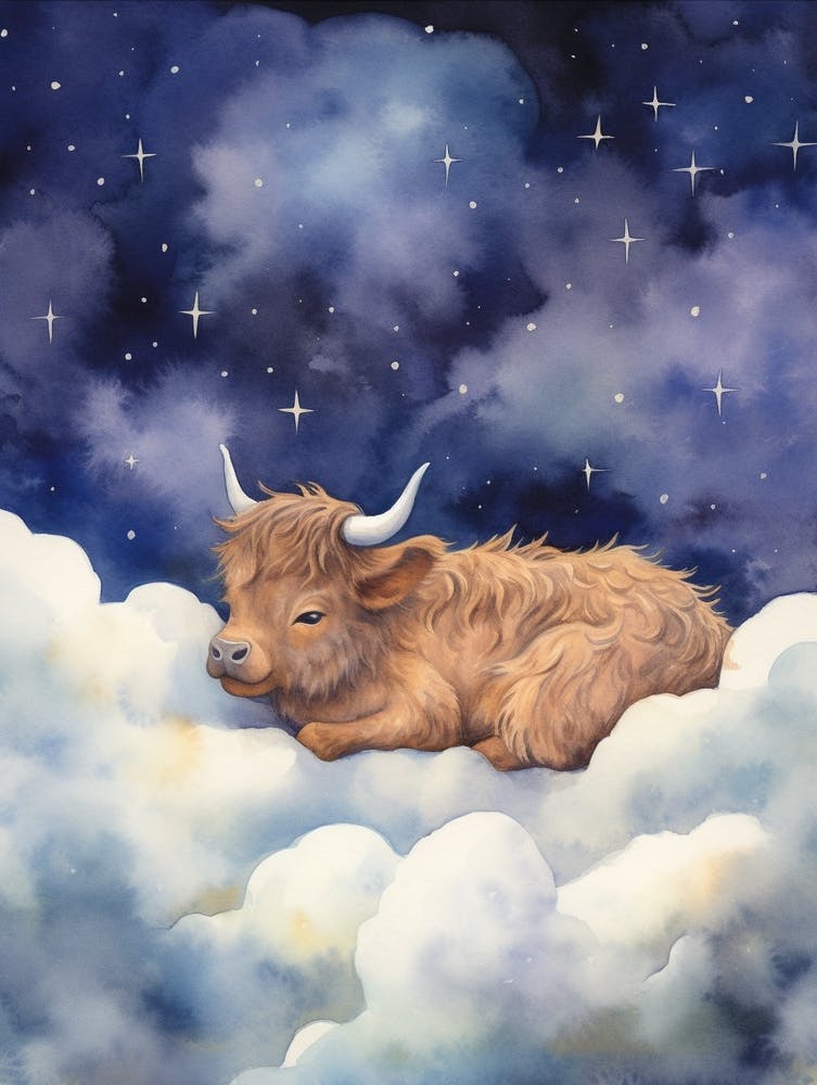 Bison Bébé 3 Dormant Dans Les Nuages