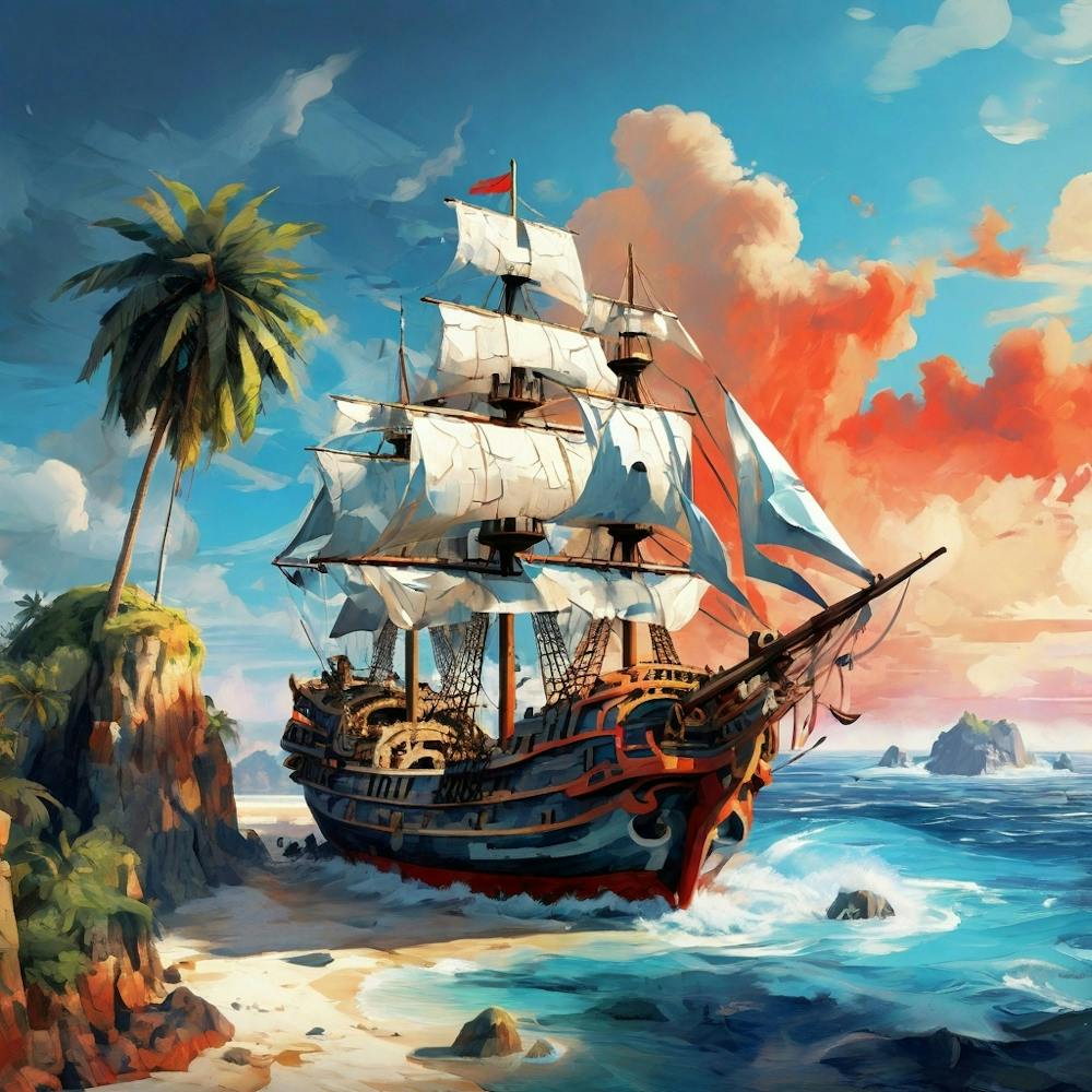 Pirate Ship On The Beach