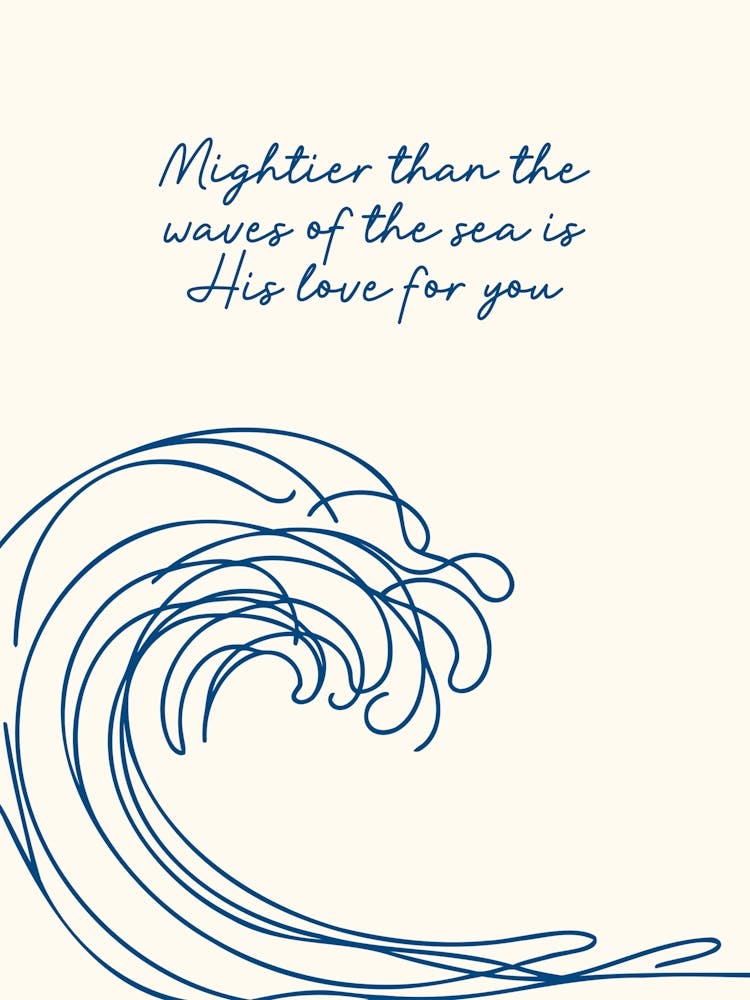 Bible Quote Psalm 93:4 Printable Poster, Waves Wall Art, Inspirational Bible Verse Decor, Scripture Print