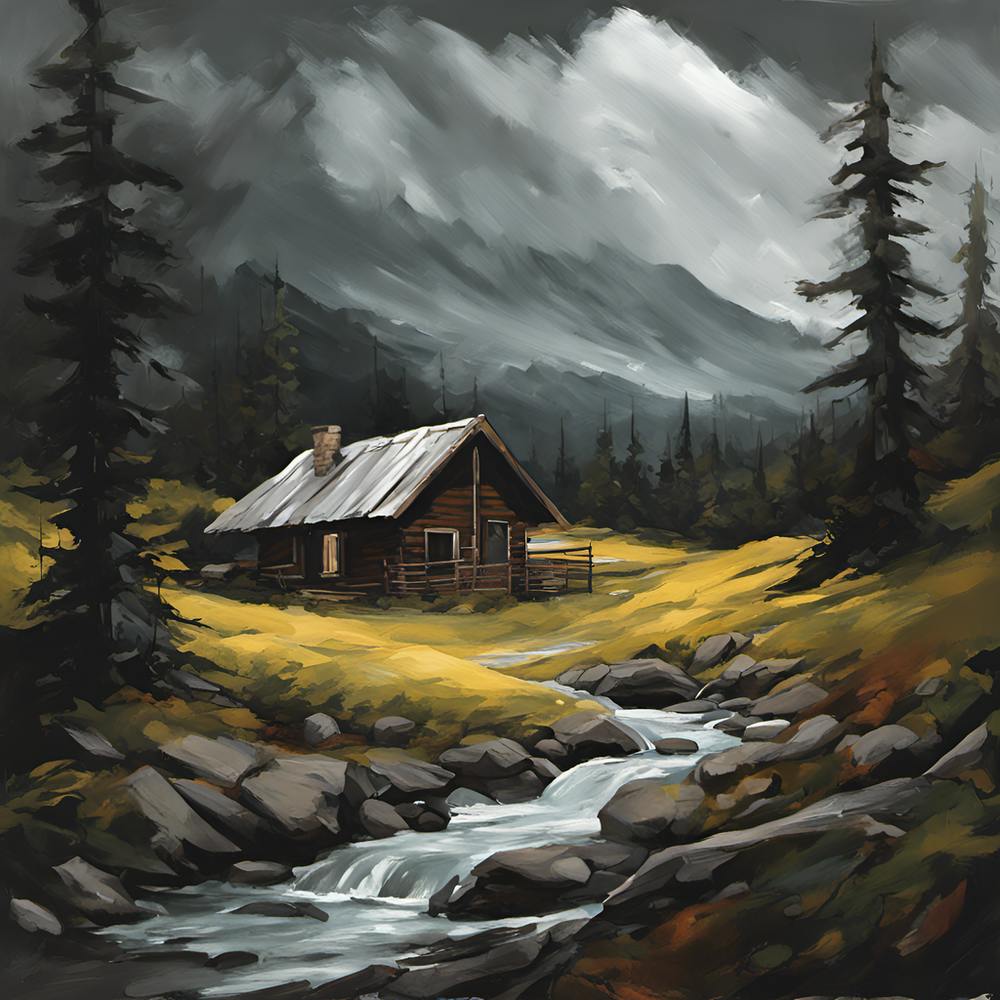 0 Acrylic Painting Of A Mountain Landscape, With A S Esrgan V1 X2plus