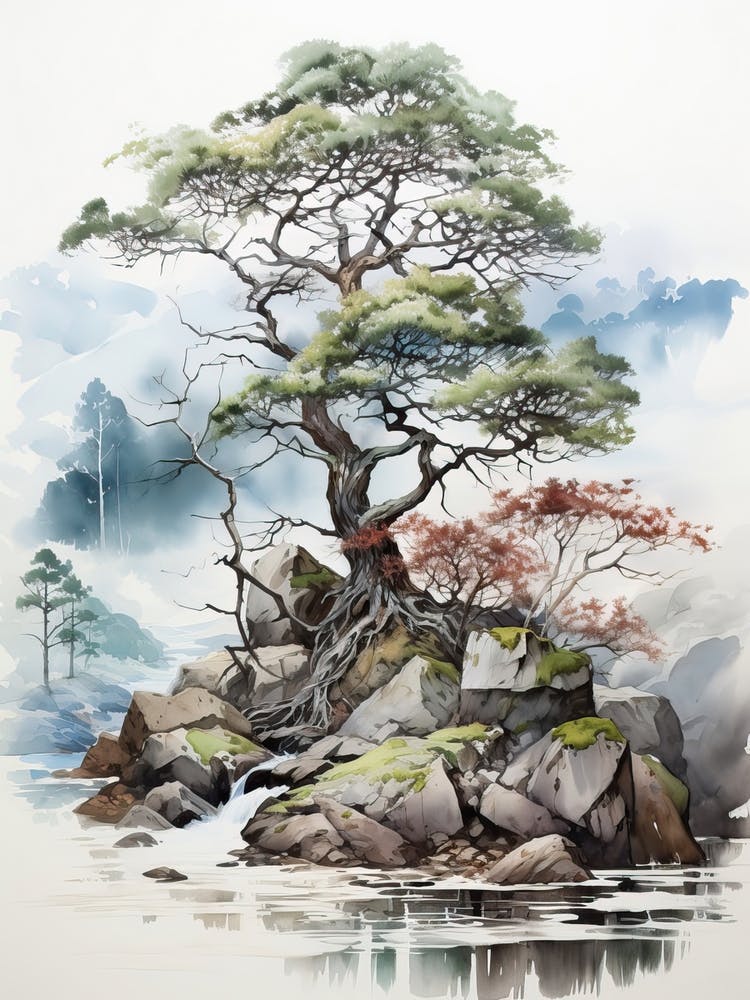 Tokyo In Japan, Japanese Brush Painting, Ukiyo E, Minimal 3
