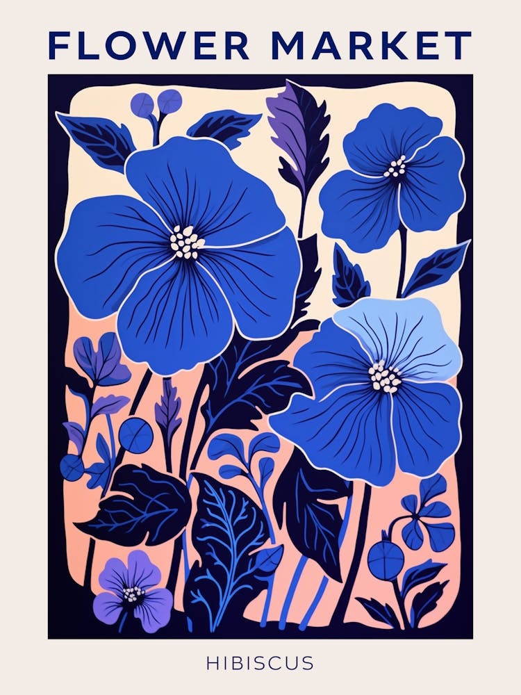 Blue Flower Market Poster Hibiscus 3