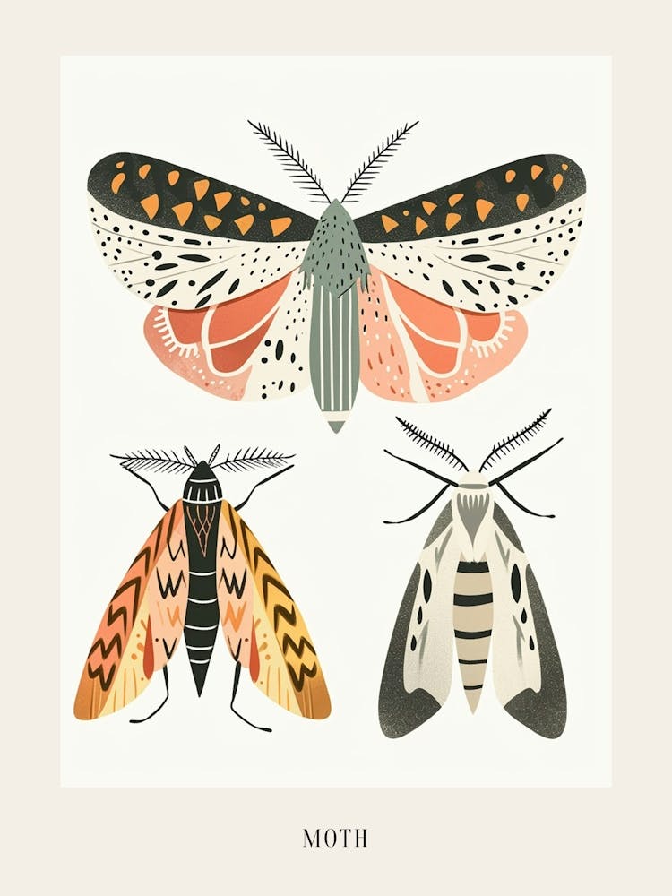 Colourful Insect Illustration Moth 29 Poster