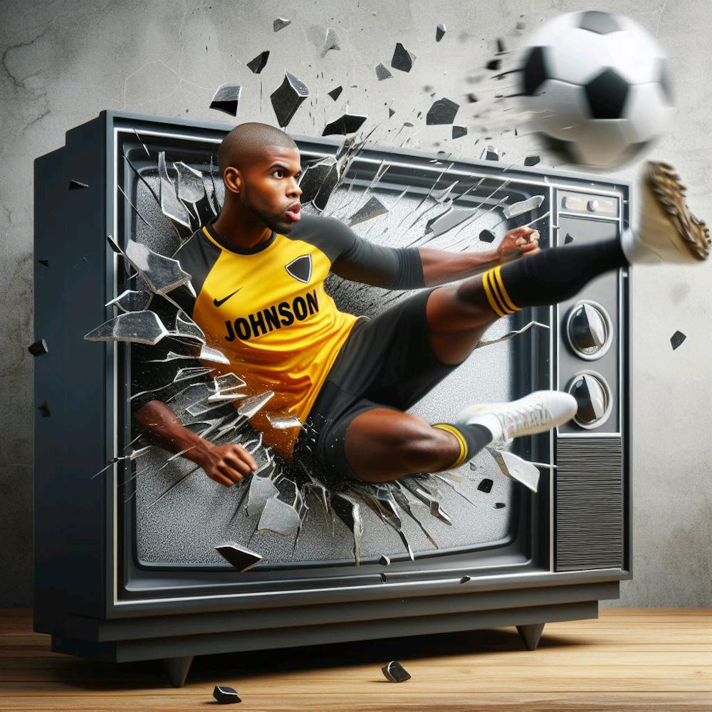 Soccer Player Kicking Tv