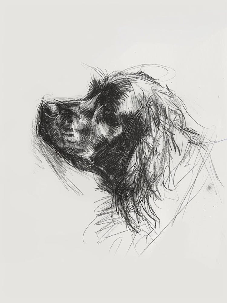 Sussex Spaniel Dog Charcoal Line 1