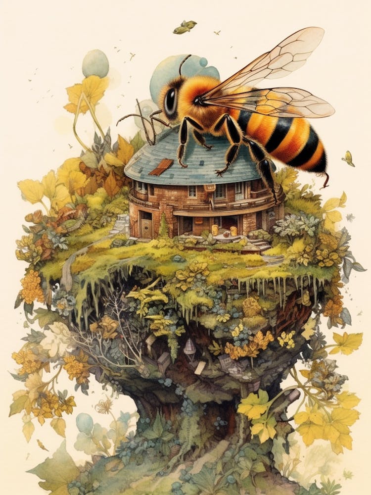 Riesen-Harzbiene Bienenstock Aquarell-Illustration 2