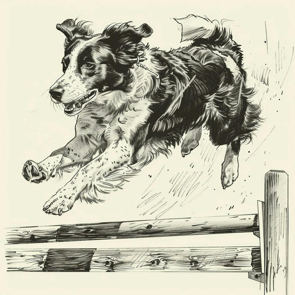Border Collie Jumping Over A Fence