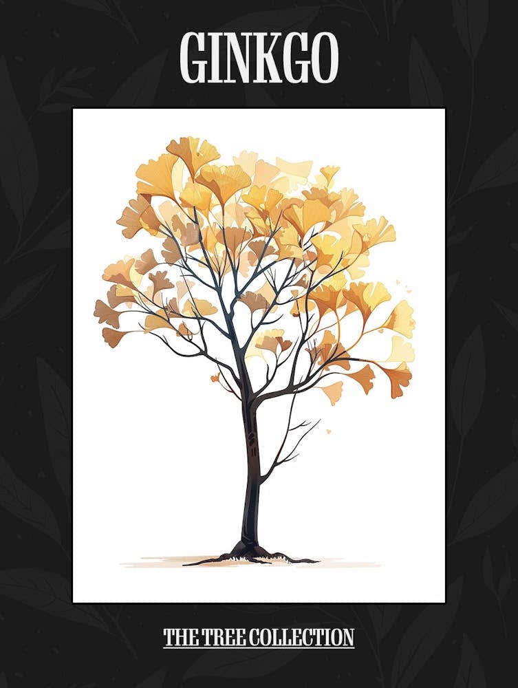 Ginkgo Tree Pixel Illustration 3 Poster