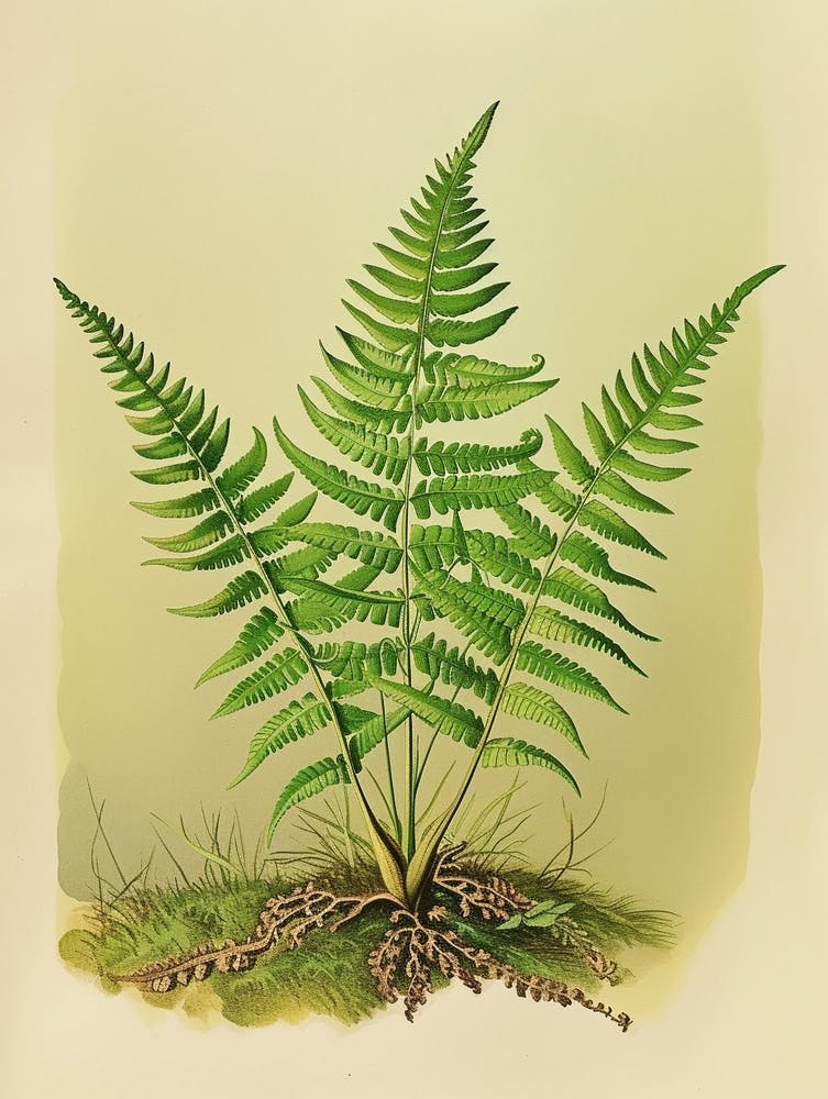 Vintage Illustration Button Fern 2