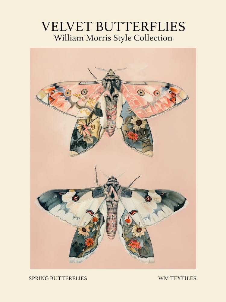 Velvet Butterflies Collection Spring Butterflies William Morris Style 10