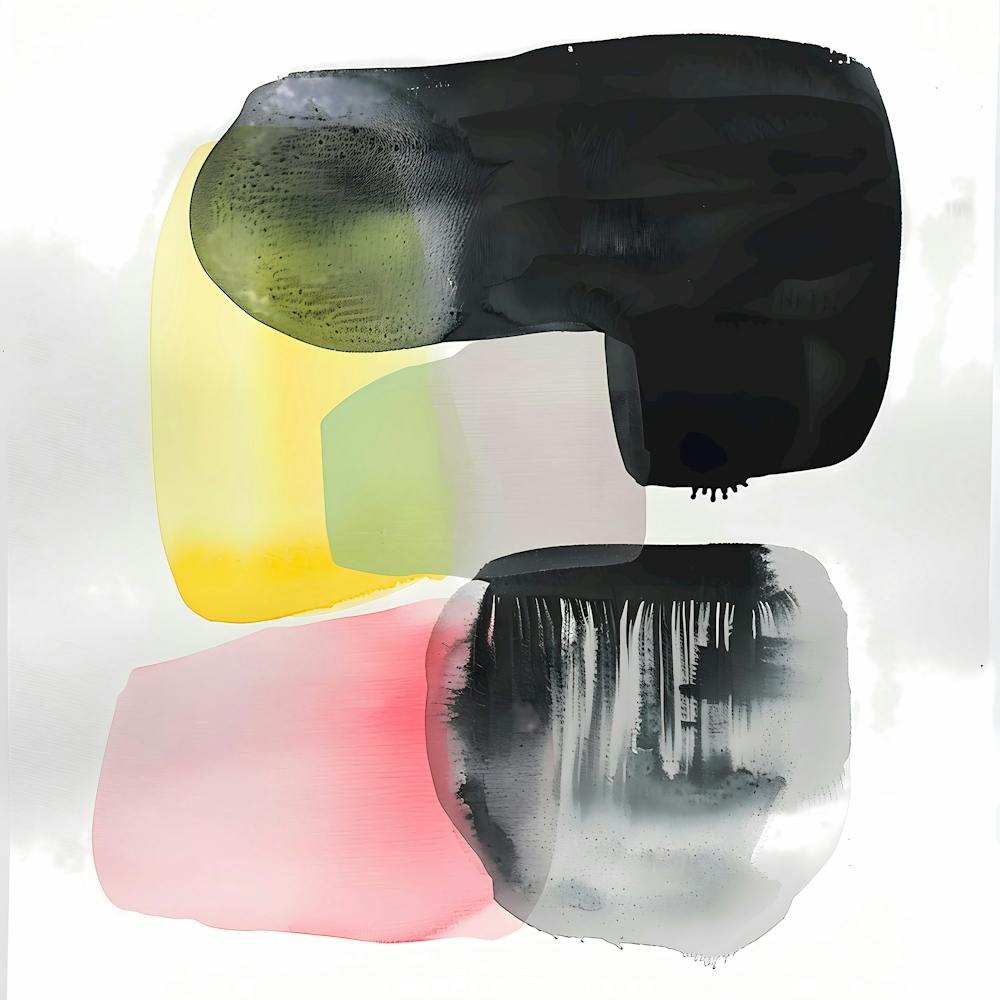 Vivid Abstract Brushstrokes in Yellow and Pink