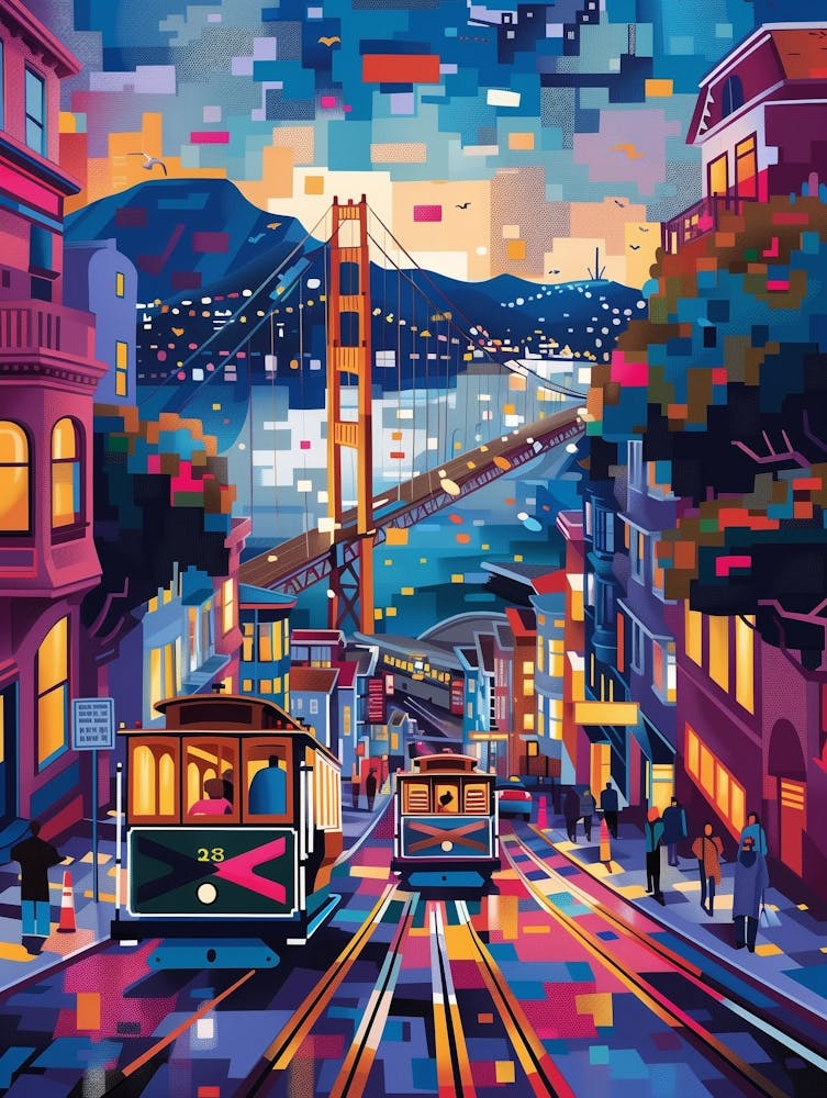 San Francisco At Night, Contemporary Art, Souvenir