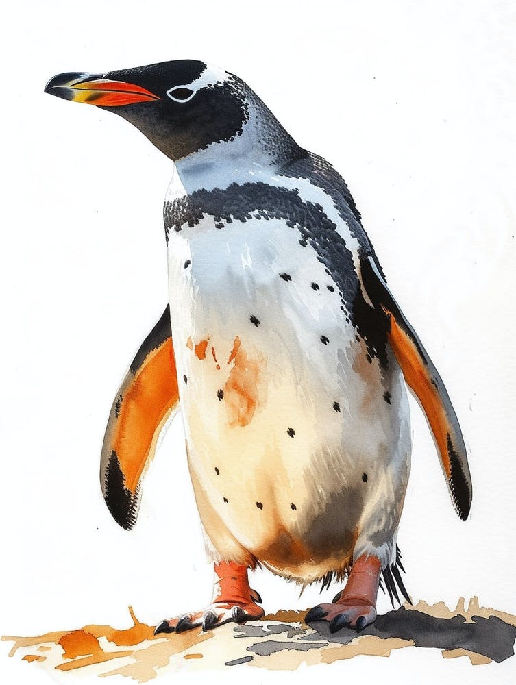 Humboldt Penguin Ross Island Watercolour Painting 1