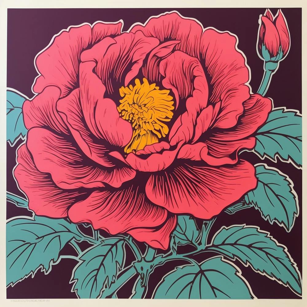 Peony 4 Pop Art Illustration Square