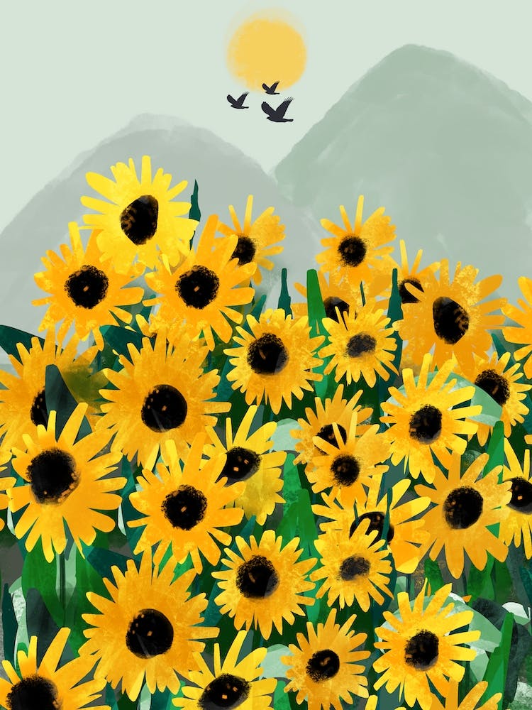 Yellow Blooms By The Mountain