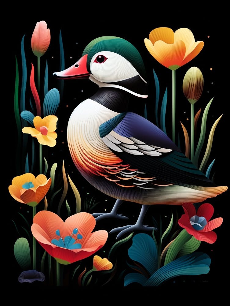 Folk Bird Illustration Bufflehead 3