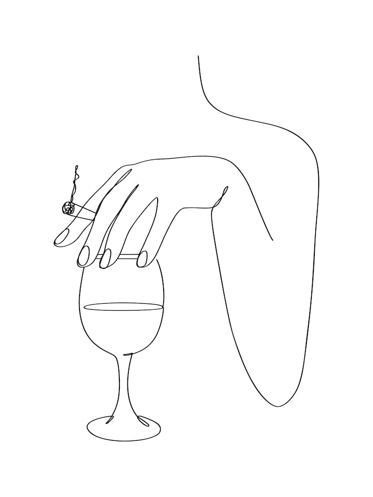 Frau und Wein Linienkunst
