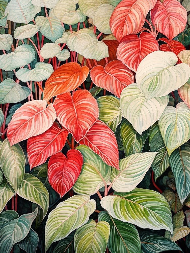 Tropical Plant Painting Fittonia White Anne