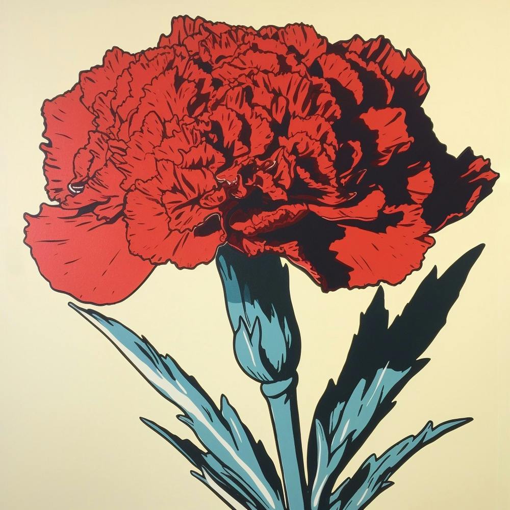 Carnation Dianthus 1 Pop Art Illustration Square